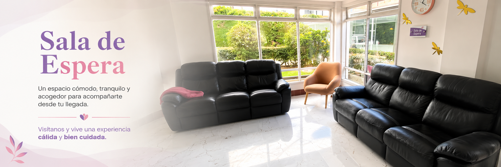 Sala de espera de Sollievo, un espacio cómodo, tranquilo y acogedor.
