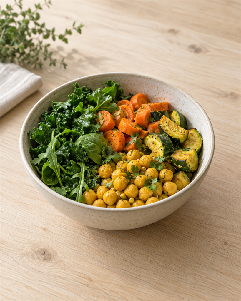Bowl digestivo tibio de vegetales, jengibre y cúrcuma